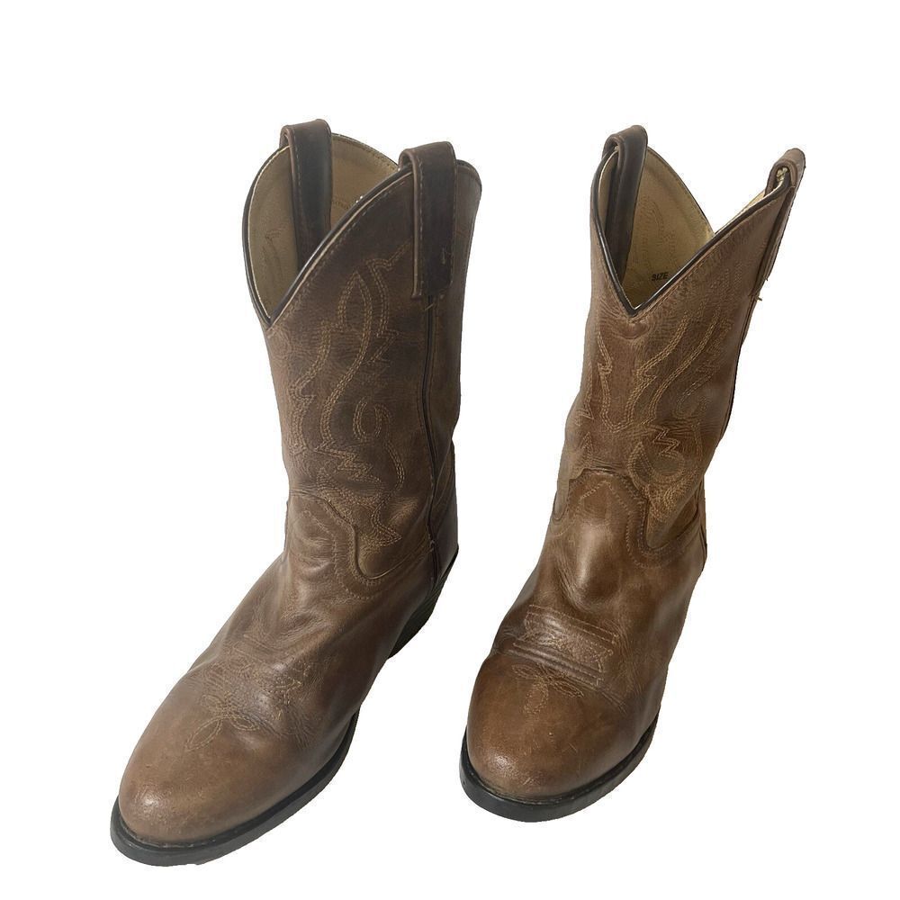 Cody James Brown Leather Cowboy Western Boots Junior Youth Big Kids' 3 D Pull On - Picture 2 of 11